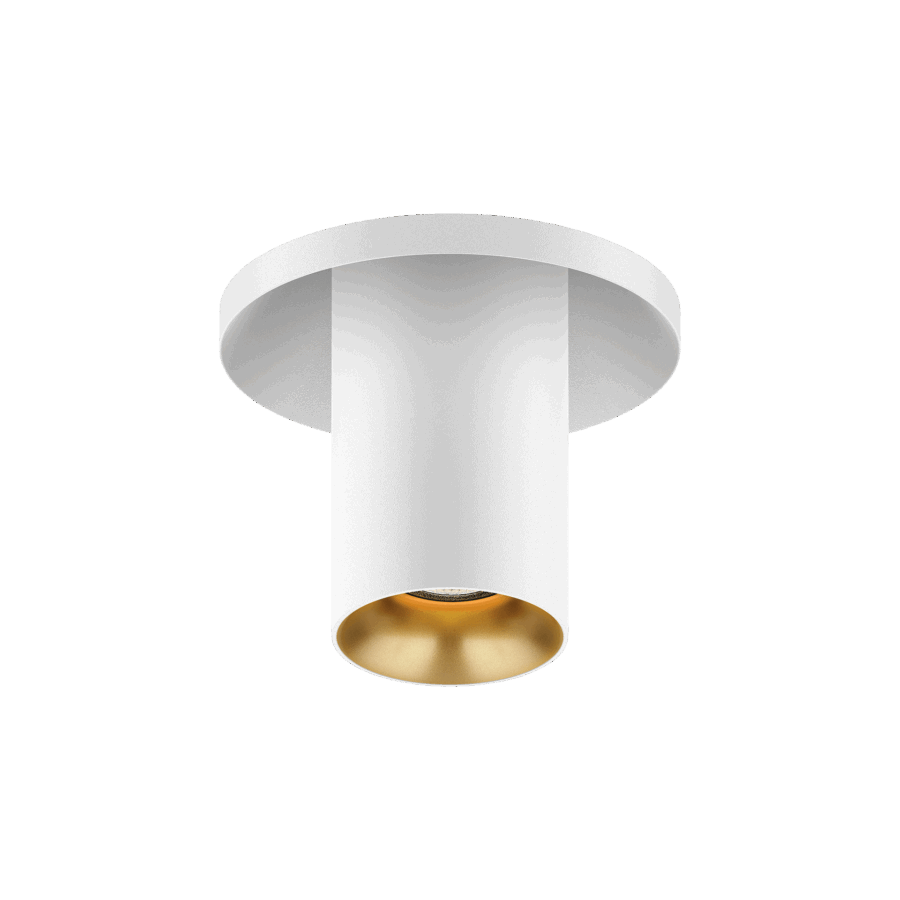White version of the Dea Charon XS with golden reflector, an adjustable recessed spot designed by Karizma Luce.