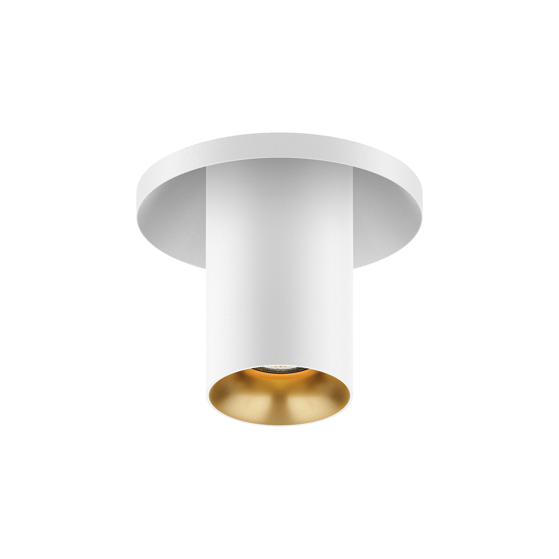 White version of the Dea Charon XS with golden reflector, an adjustable recessed spot designed by Karizma Luce.