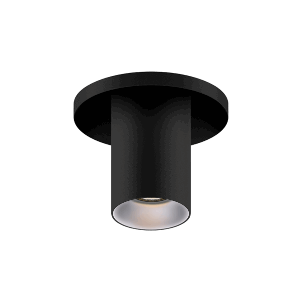 Black version of the Dea Charon XS with chrome reflector, an adjustable recessed spot designed by Karizma Luce.