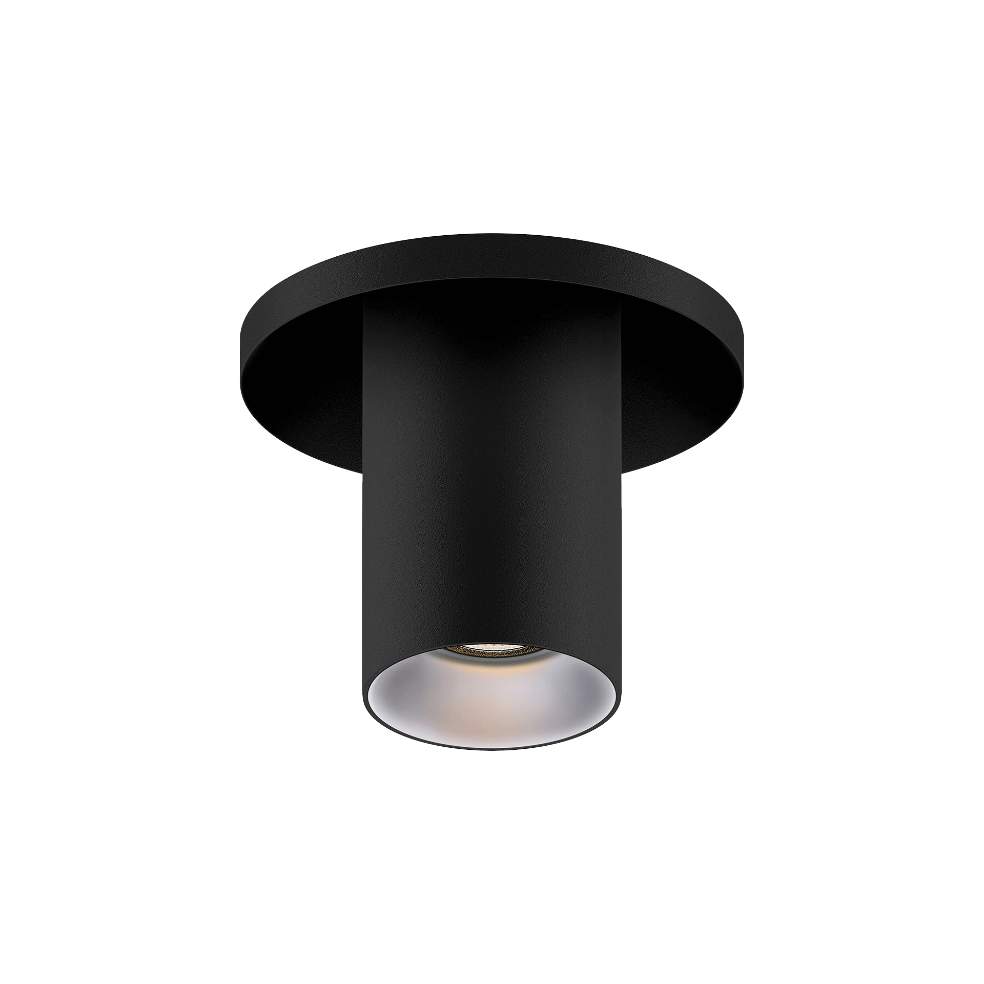 Black version of the Dea Charon XS with chrome reflector, an adjustable recessed spot designed by Karizma Luce.