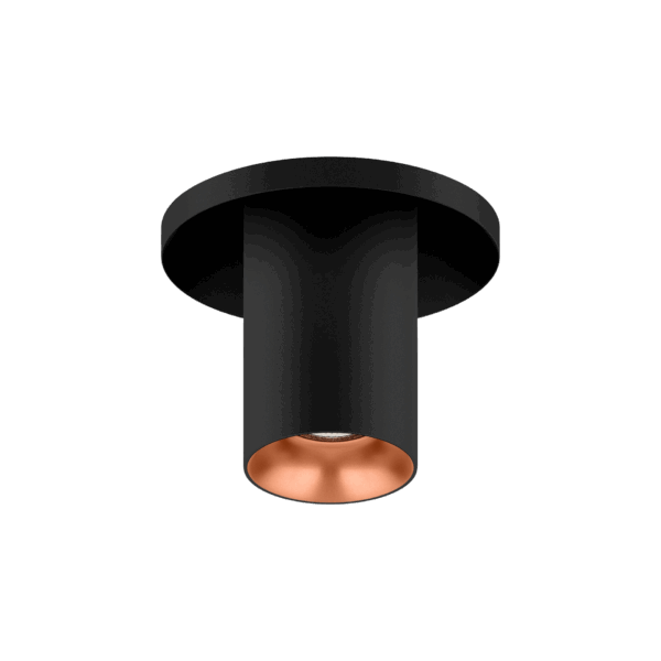 Black version of the Dea Charon XS with copper reflector, an adjustable recessed spot designed by Karizma Luce.