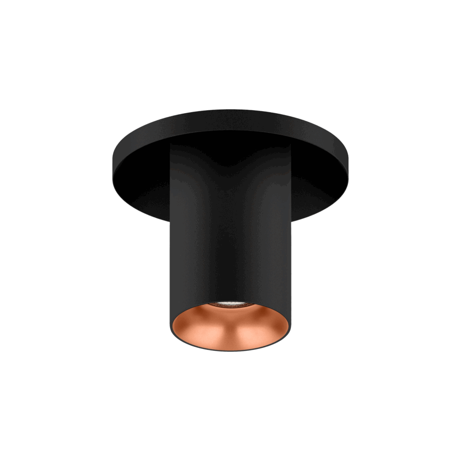 Black version of the Dea Charon XS with copper reflector, an adjustable recessed spot designed by Karizma Luce.