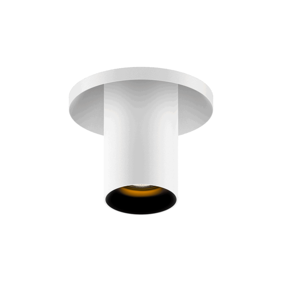 White version of the Dea Charon XS with black gloss reflector, an adjustable recessed spot designed by Karizma Luce.