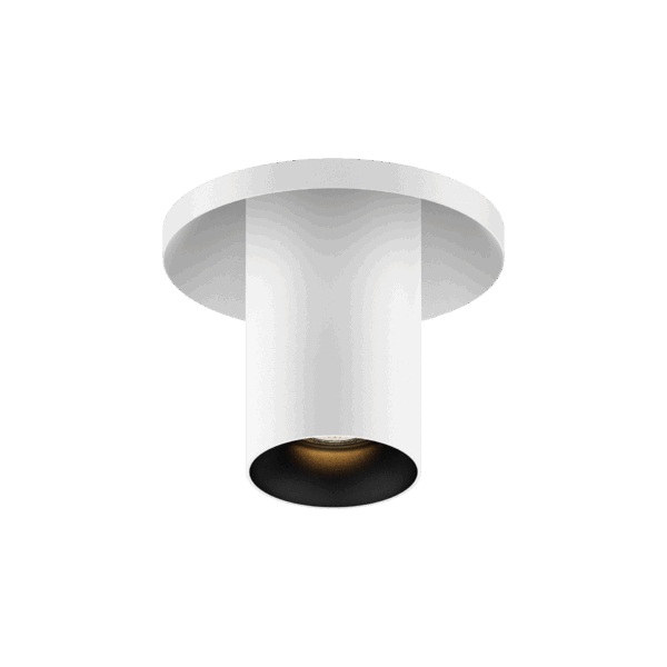 White version of the Dea Charon XS with black matt reflector, an adjustable recessed spot designed by Karizma Luce.