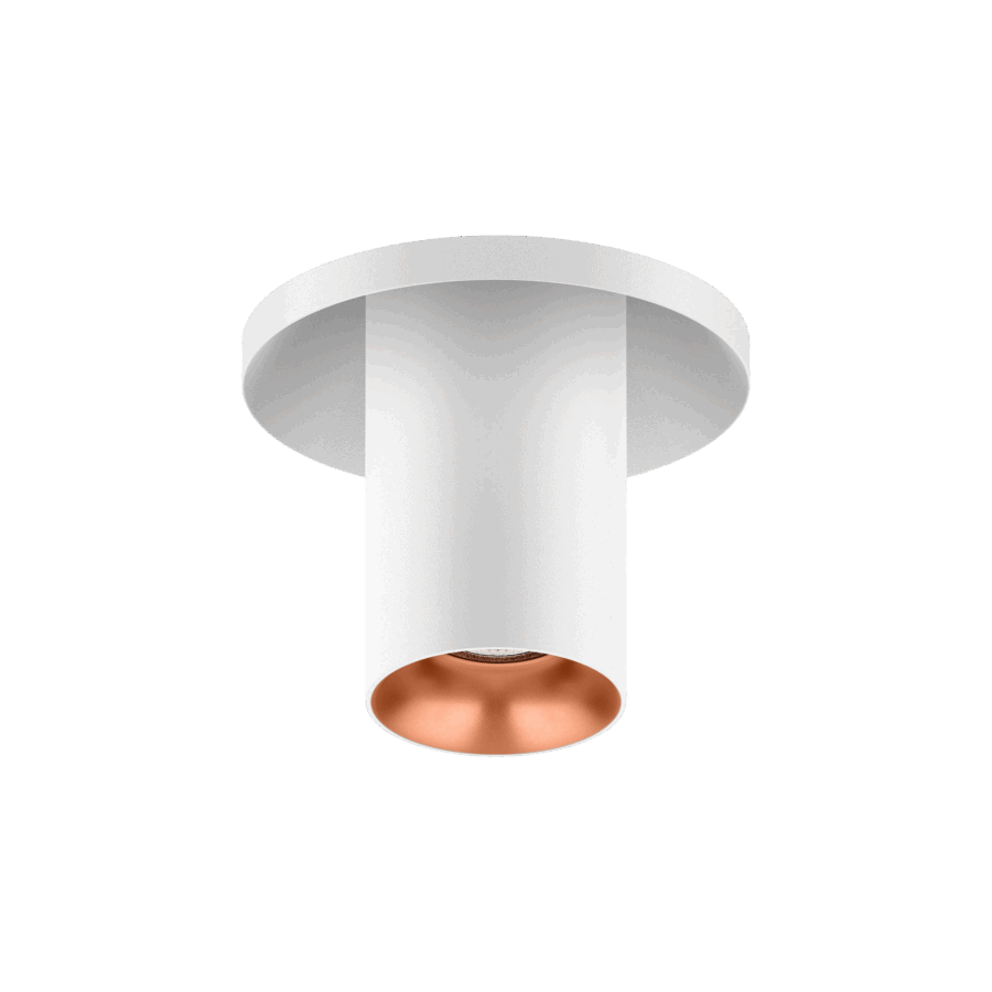 White version of the Dea Charon XS with copper reflector, an adjustable recessed spot designed by Karizma Luce.