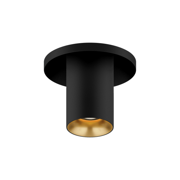 Black version of the Dea Charon XS with golden reflector, an adjustable recessed spot designed by Karizma Luce.
