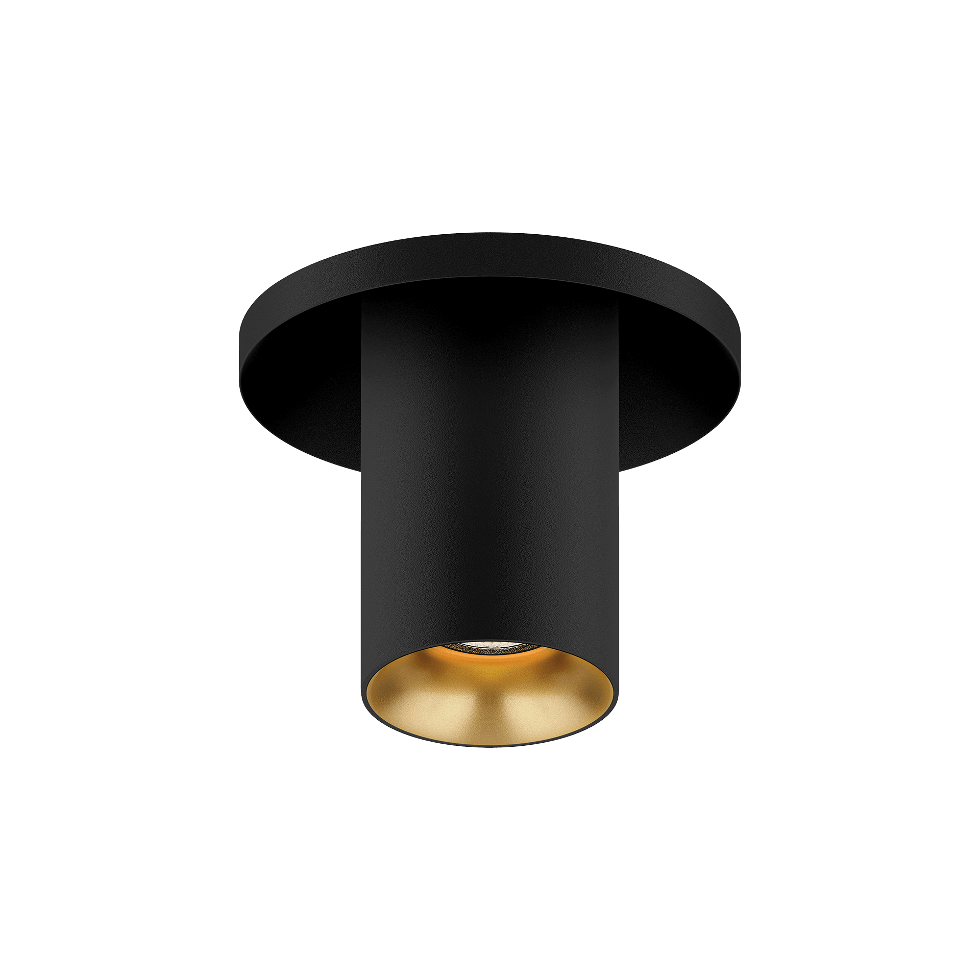 Black version of the Dea Charon XS with golden reflector, an adjustable recessed spot designed by Karizma Luce.