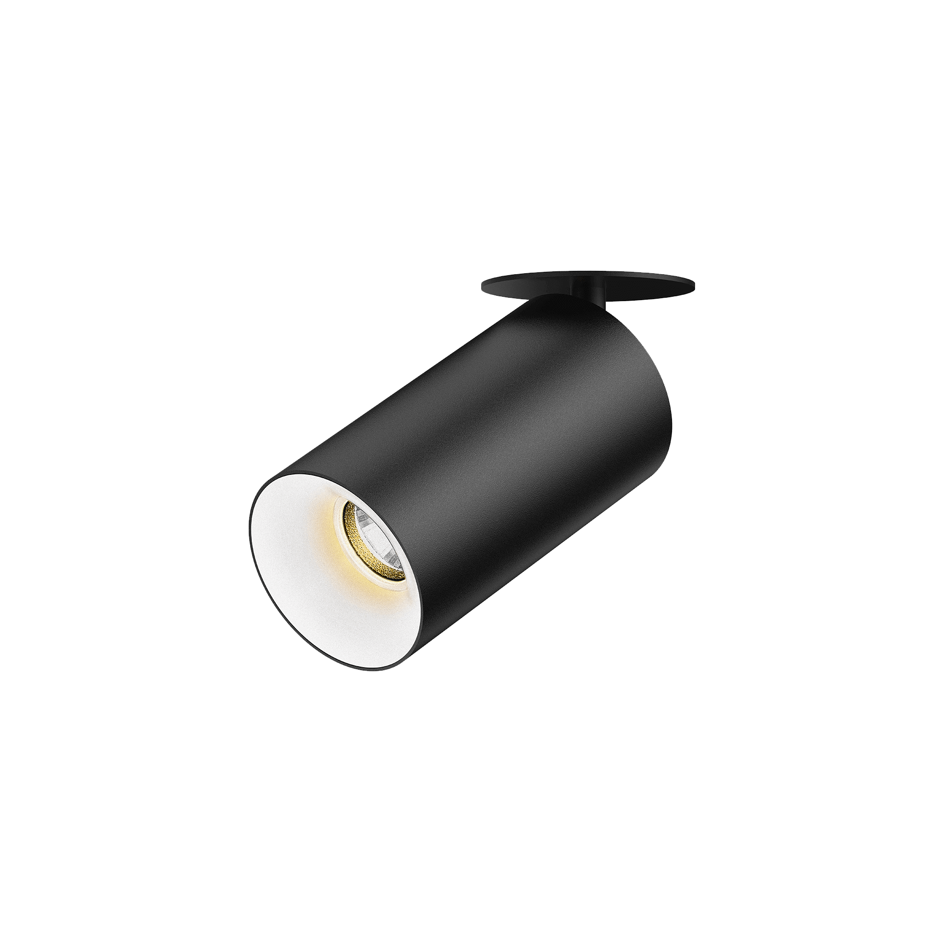 Black version of the Dea Cura S with white reflector, an adjustable recessed spot designed by Karizma Luce.