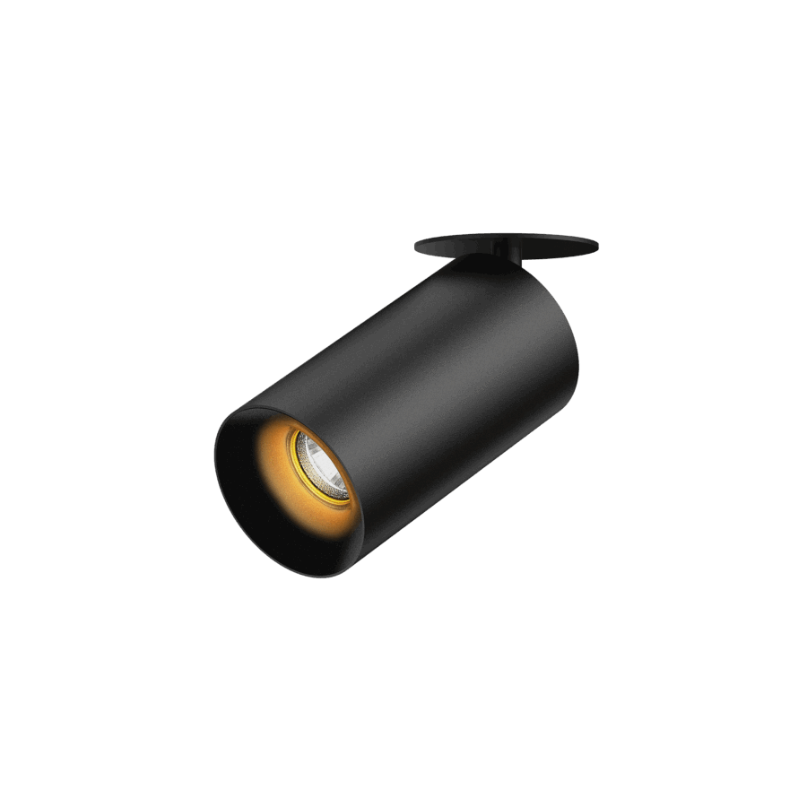 Black version of the Dea Cura S with black gloss reflector, an adjustable recessed spot designed by Karizma Luce.