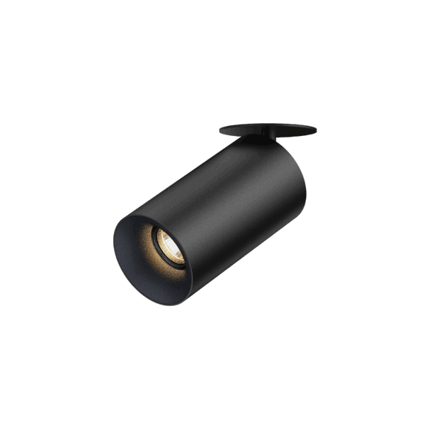 Black version of the Dea Cura S with black matt reflector, an adjustable recessed spot designed by Karizma Luce.