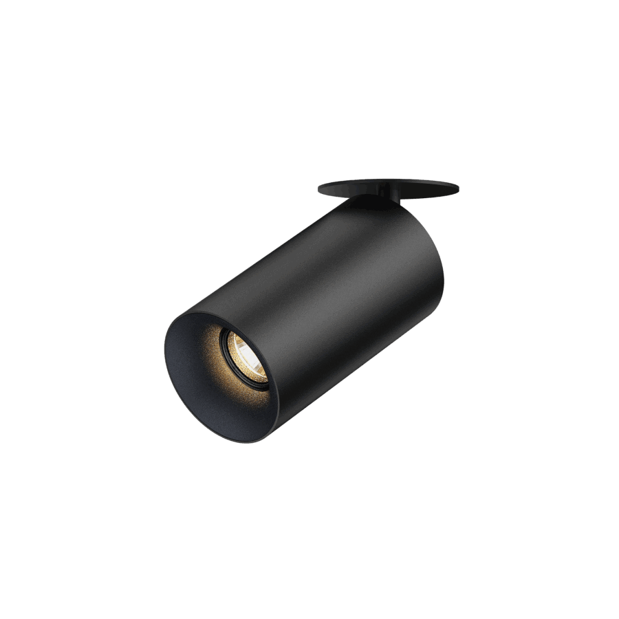 Black version of the Dea Cura S with black matt reflector, an adjustable recessed spot designed by Karizma Luce.