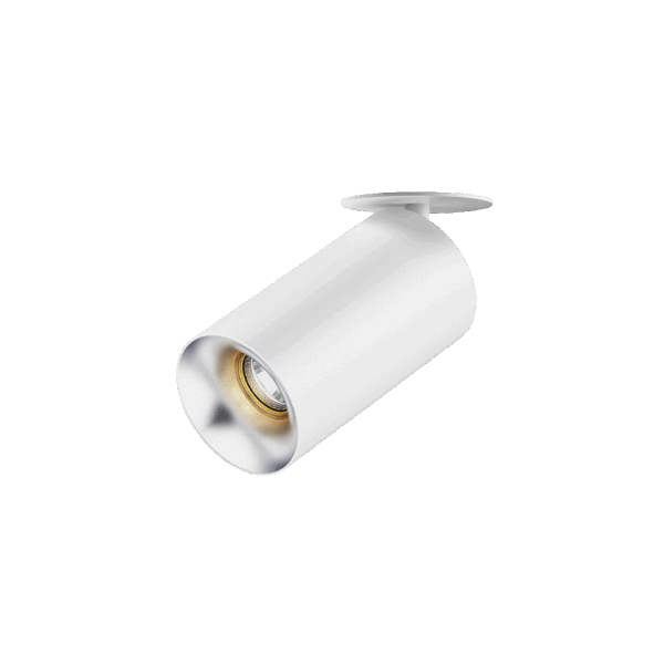 White version of the Dea Cura S with silver reflector, an adjustable recessed spot designed by Karizma Luce.