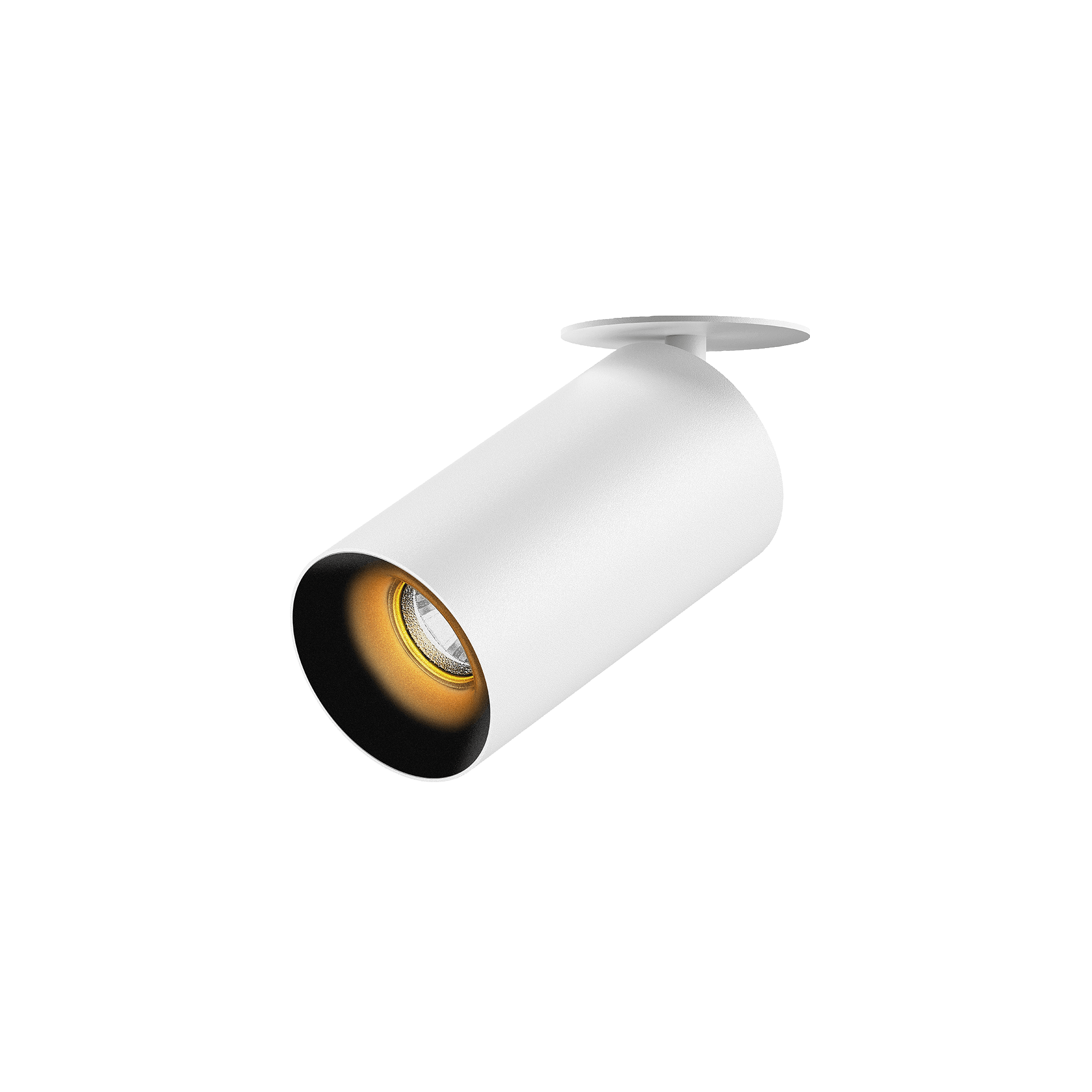 White version of the Dea Cura S with black gloss reflector, an adjustable recessed spot designed by Karizma Luce.