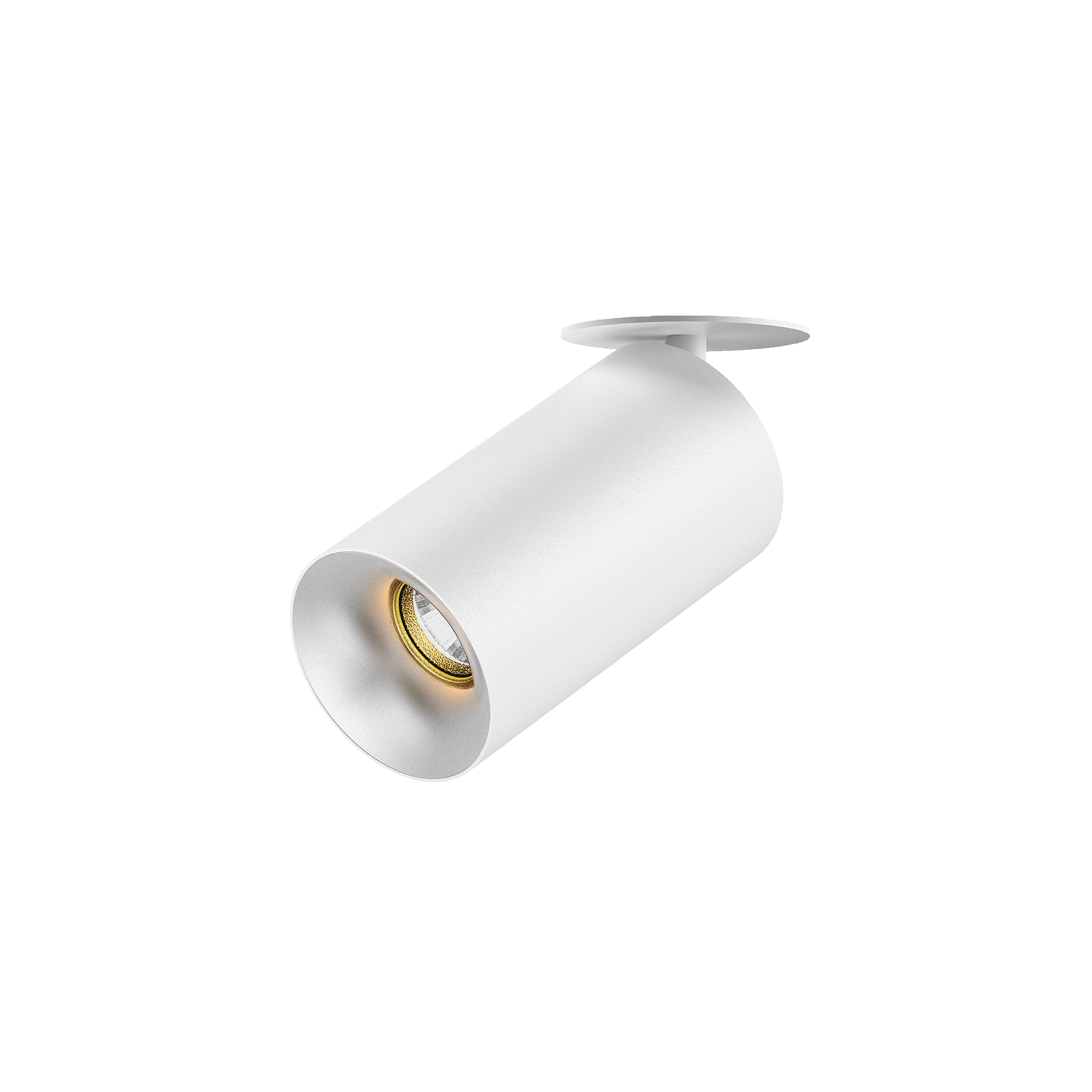 White version of the Dea Cura S with chrome reflector, an adjustable recessed spot designed by Karizma Luce.