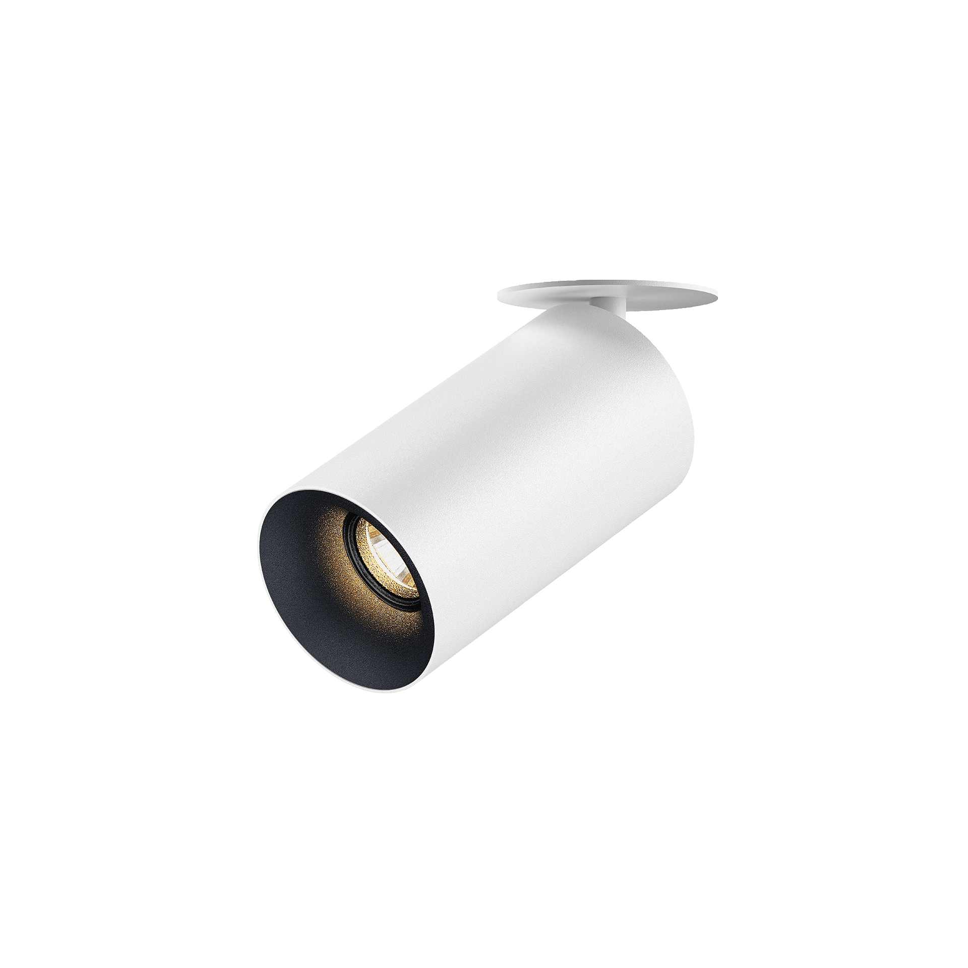 White version of the Dea Cura S with black matt reflector, an adjustable recessed spot designed by Karizma Luce.