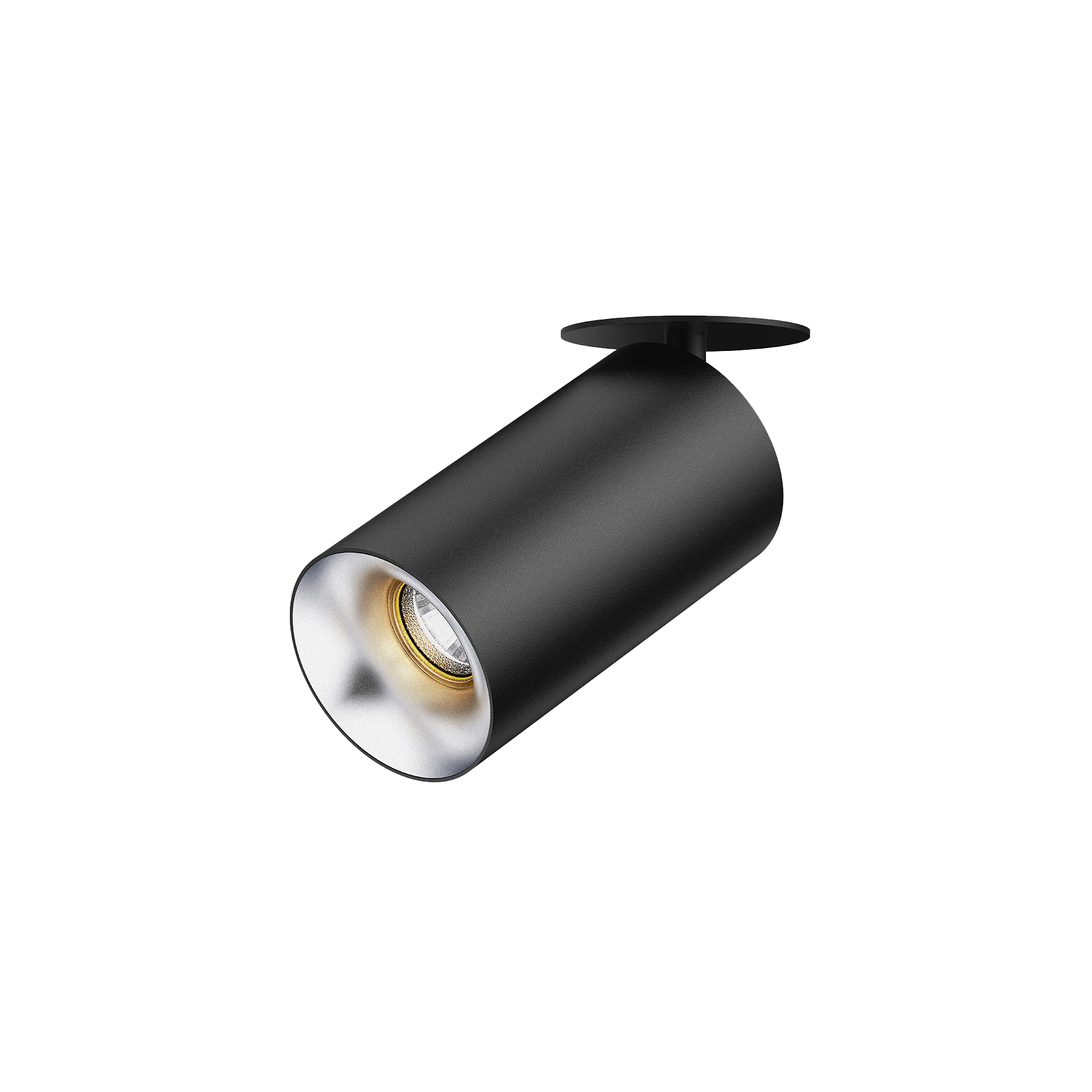 Black version of the Dea Cura S with silver reflector, an adjustable recessed spot designed by Karizma Luce.