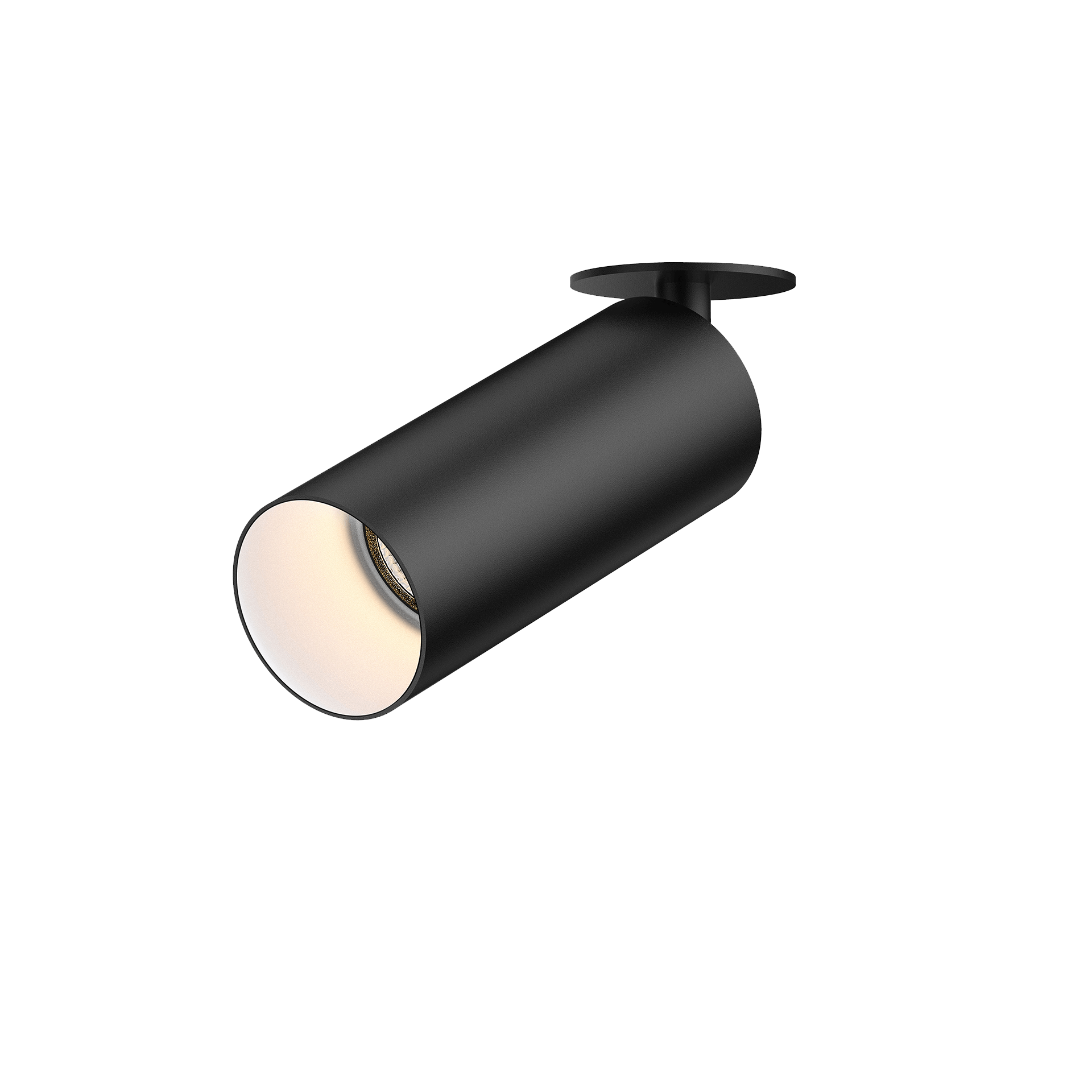 Black version of the Dea Cura XS with white reflector, an adjustable recessed spot designed by Karizma Luce.