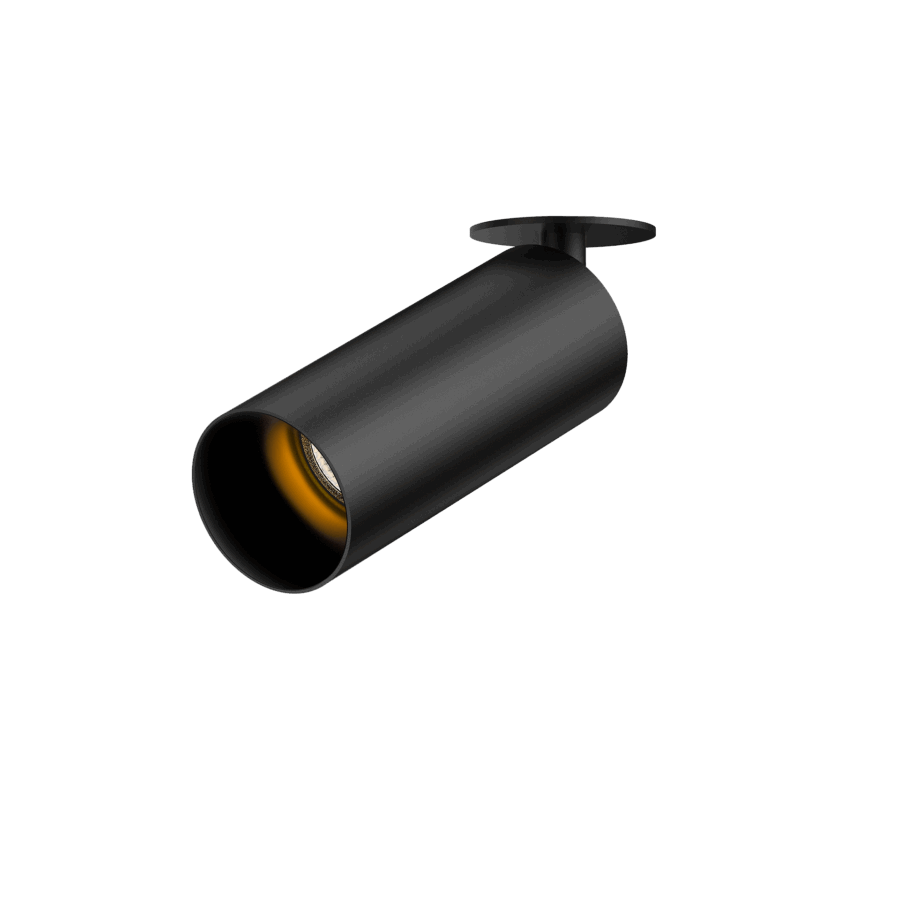 Black version of the Dea Cura XS with black gloss reflector, an adjustable recessed spot designed by Karizma Luce.