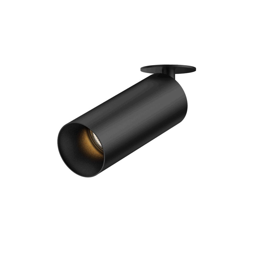 Black version of the Dea Cura XS with black matt reflector, an adjustable recessed spot designed by Karizma Luce.