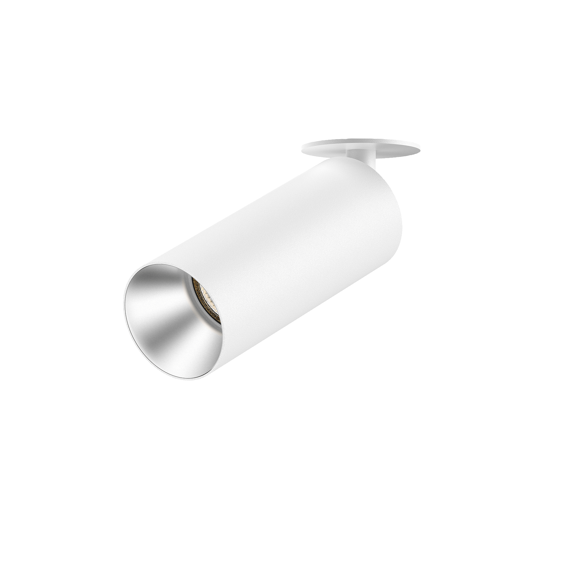 White version of the Dea Cura XS with silver reflector, an adjustable recessed spot designed by Karizma Luce.