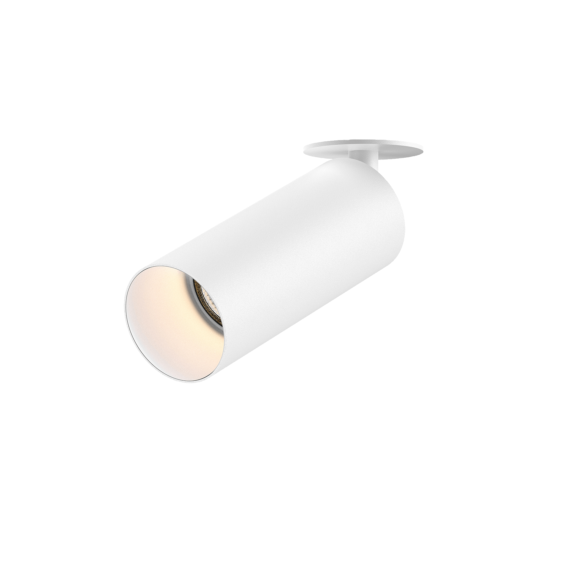 White version of the Dea Cura XS with white reflector, an adjustable recessed spot designed by Karizma Luce.