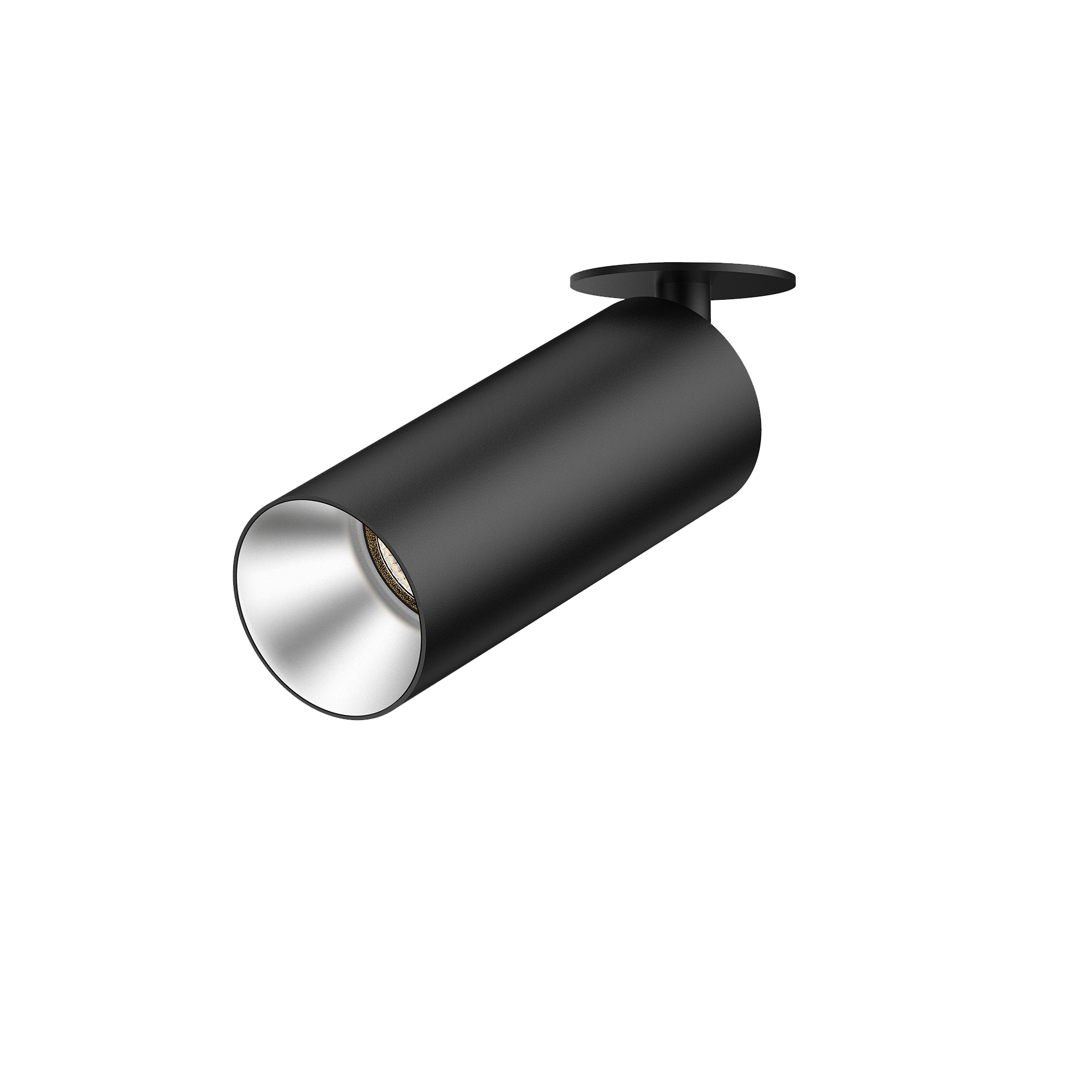 Black version of the Dea Cura XS with silver reflector, an adjustable recessed spot designed by Karizma Luce.