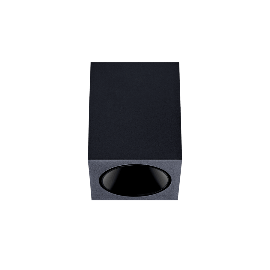Black version of the Dea Fauna S with black gloss reflector, a square surface-mounted luminaire designed by Karizma Luce.