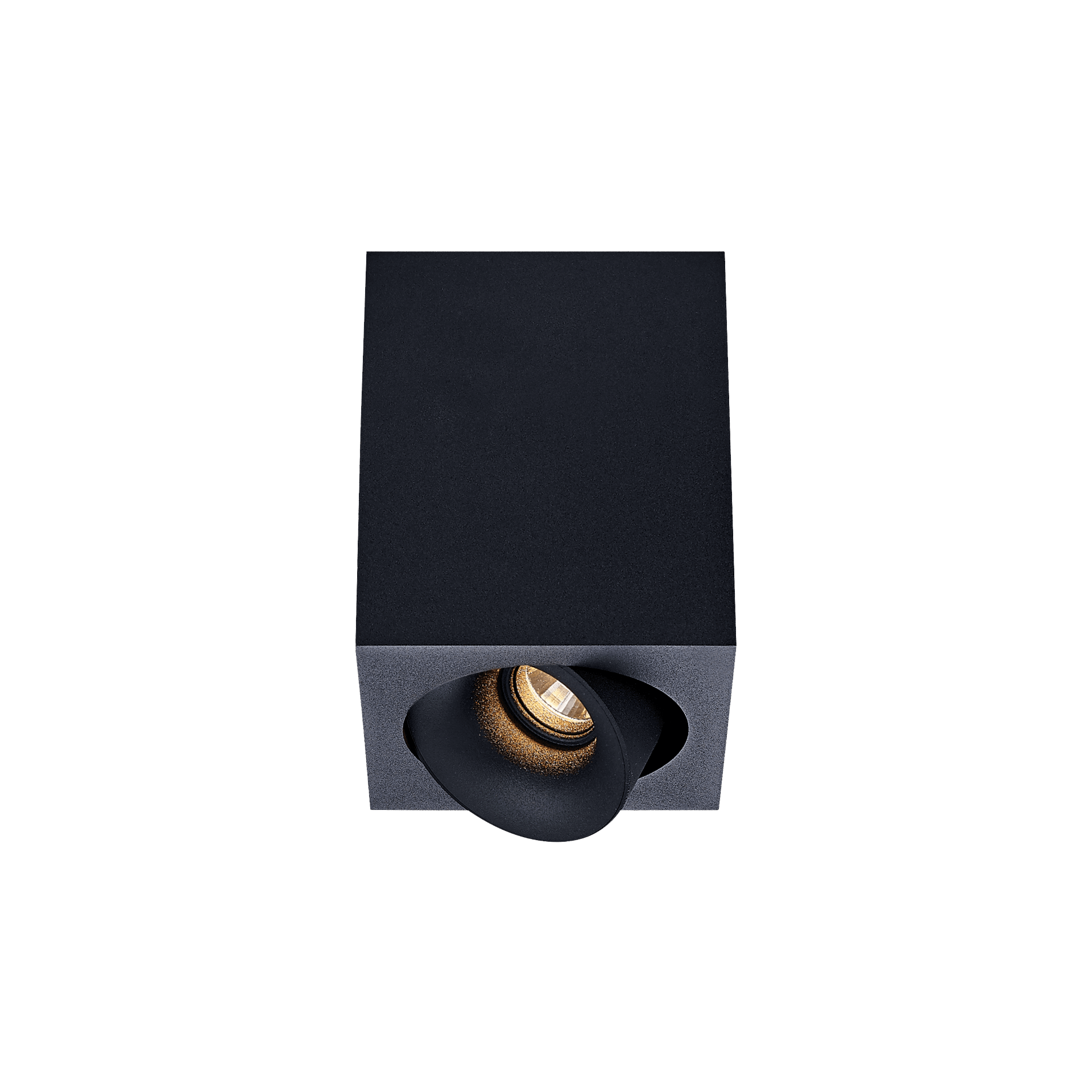 Black version of the Dea Fauna S with black matt reflector, a square surface-mounted luminaire designed by Karizma Luce.