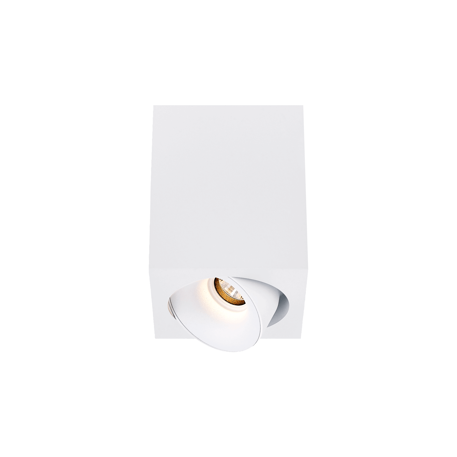 White version of the Dea Fauna S with white reflector, a square surface-mounted luminaire designed by Karizma Luce.