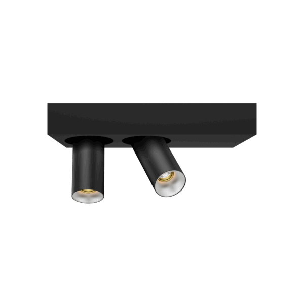 Black version of the Dea Feronia XS with chrome reflector, a surface-mounted luminaire designed by Karizma Luce.