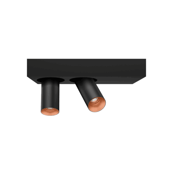 Black version of the Dea Feronia XS with copper reflector, a surface-mounted luminaire designed by Karizma Luce.