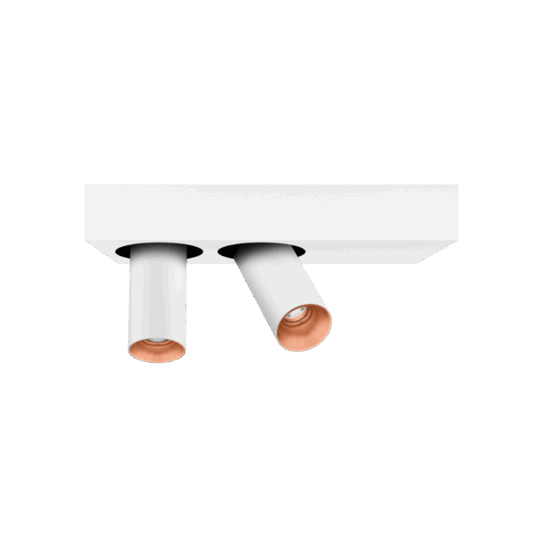 White version of the Dea Feronia XS with copper reflector, a surface-mounted luminaire designed by Karizma Luce.
