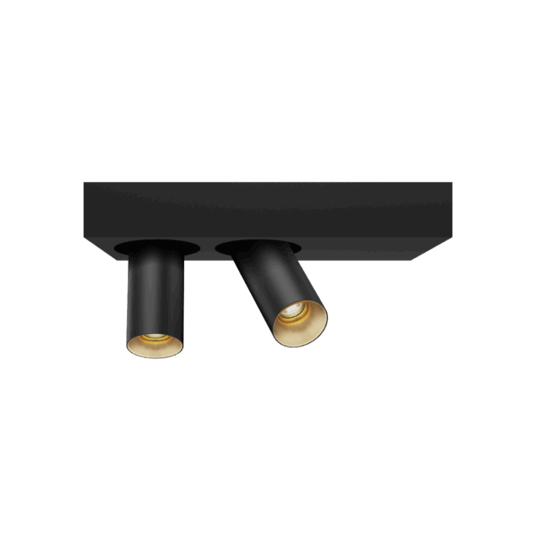 Black version of the Dea Feronia XS with golden reflector, a surface-mounted luminaire designed by Karizma Luce.