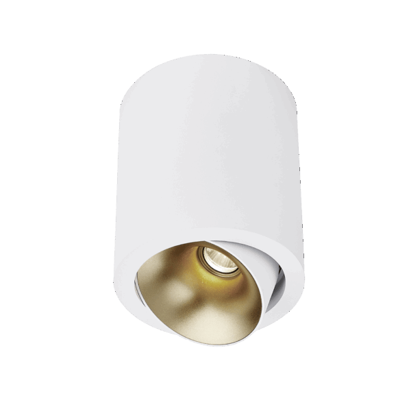 White version of the Dea Flora M with golden reflector, a surface-mounted luminaire designed by Karizma Luce.