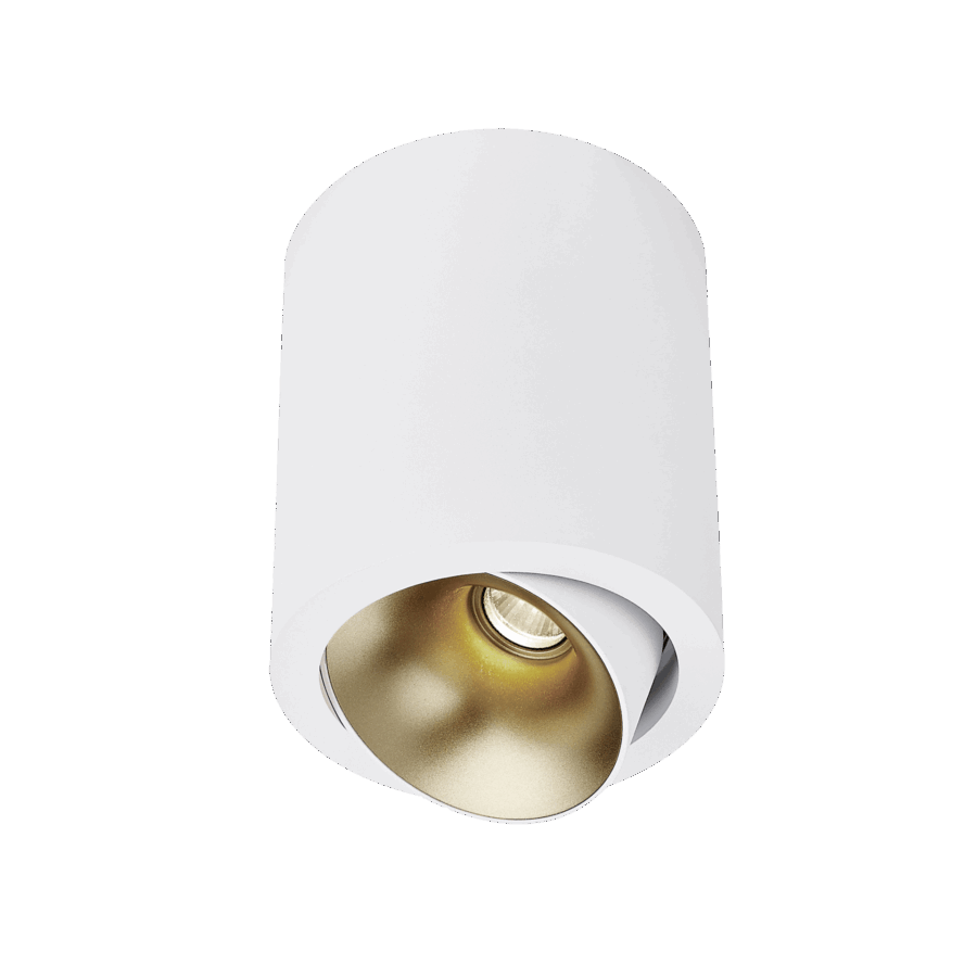 White version of the Dea Flora M with golden reflector, a surface-mounted luminaire designed by Karizma Luce.