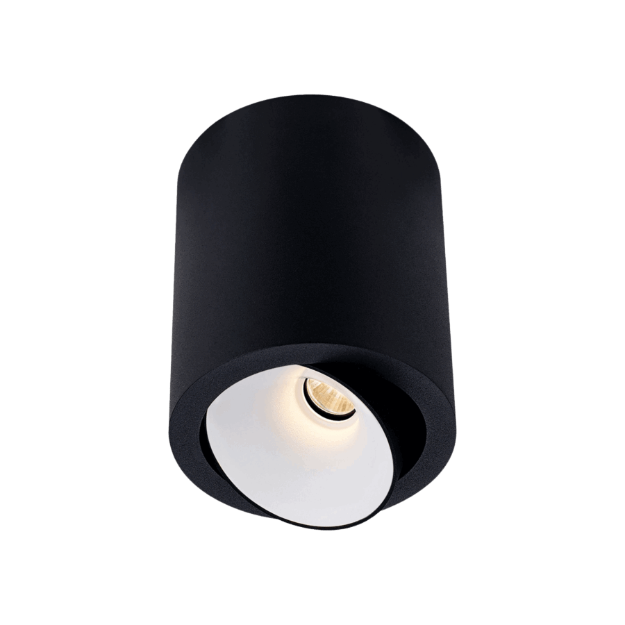 Black version of the Dea Flora M with white reflector, a surface-mounted luminaire designed by Karizma Luce.