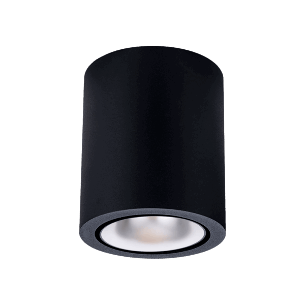 Black version of the Dea Flora M with chrome reflector, a surface-mounted luminaire designed by Karizma Luce.