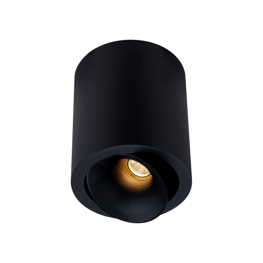 Black version of the Dea Flora M with black matt reflector, a surface-mounted luminaire designed by Karizma Luce.