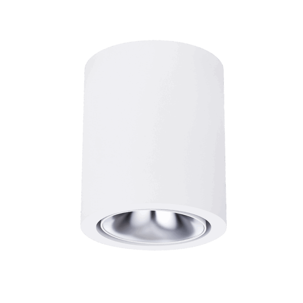 White version of the Dea Flora M with silver reflector, a surface-mounted luminaire designed by Karizma Luce.