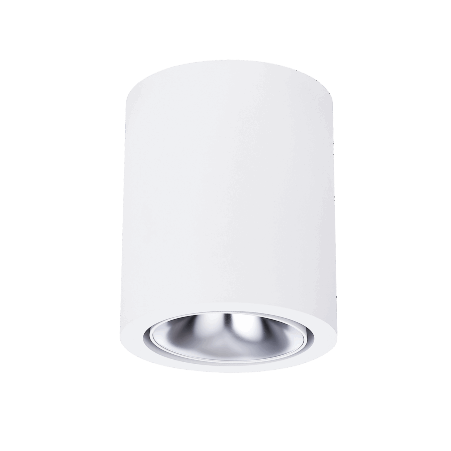 White version of the Dea Flora M with silver reflector, a surface-mounted luminaire designed by Karizma Luce.