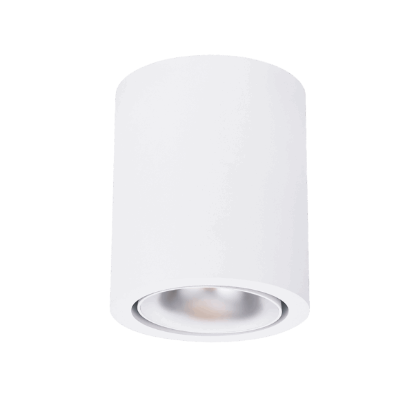 White version of the Dea Flora M with chrome reflector, a surface-mounted luminaire designed by Karizma Luce.