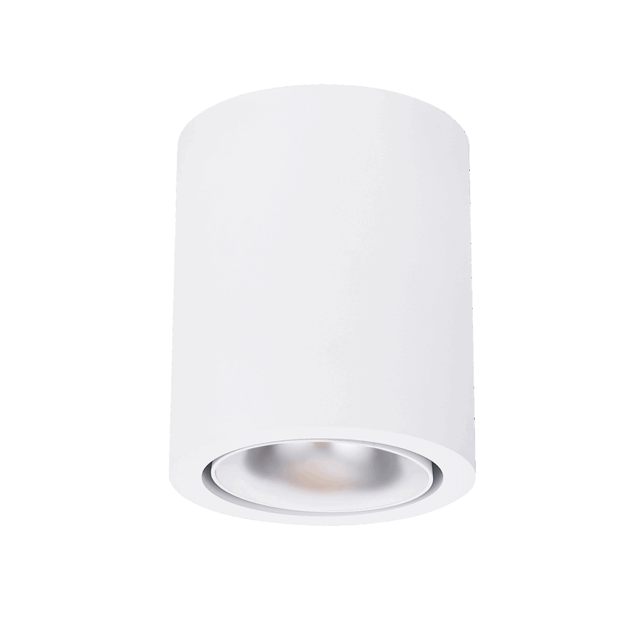 White version of the Dea Flora M with chrome reflector, a surface-mounted luminaire designed by Karizma Luce.