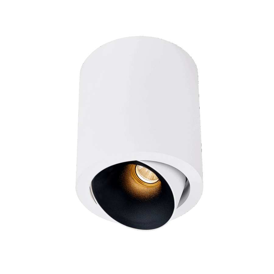 White version of the Dea Flora M with black matt reflector, a surface-mounted luminaire designed by Karizma Luce.
