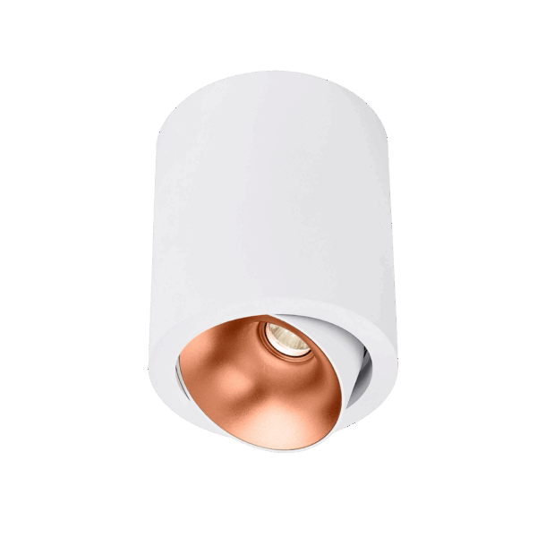 White version of the Dea Flora M with copper reflector, a surface-mounted luminaire designed by Karizma Luce.