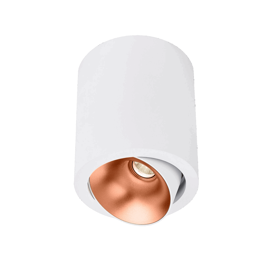 White version of the Dea Flora M with copper reflector, a surface-mounted luminaire designed by Karizma Luce.