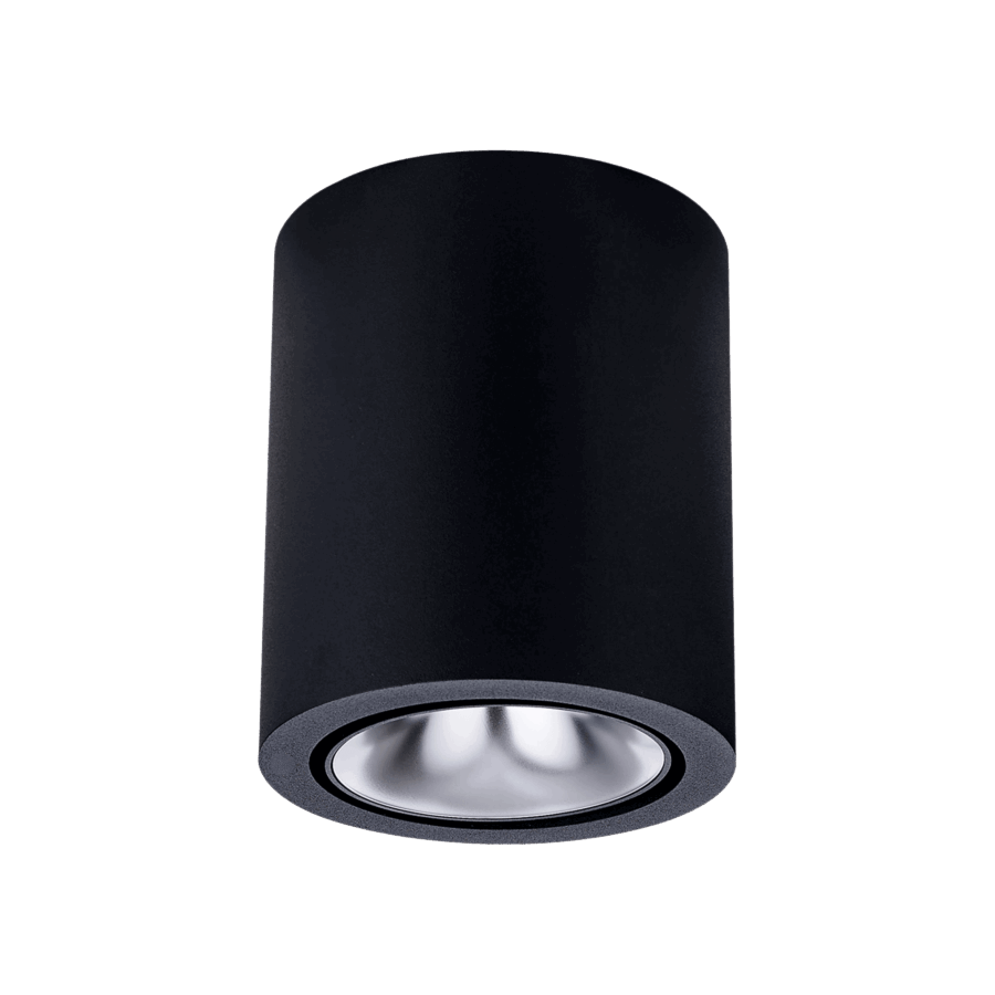 Black version of the Dea Flora M with silver reflector, a surface-mounted luminaire designed by Karizma Luce.