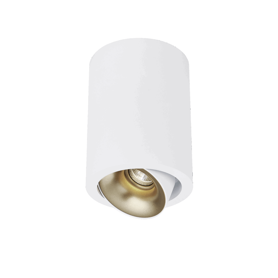 White version of the Dea Flora S with golden reflector, a surface-mounted luminaire designed by Karizma Luce.