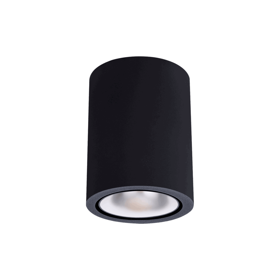 Black version of the Dea Flora S with chrome reflector, a surface-mounted luminaire designed by Karizma Luce.