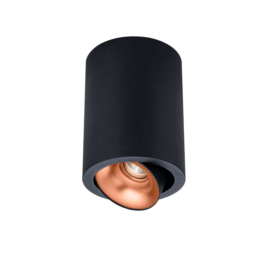 Black version of the Dea Flora S with copper reflector, a surface-mounted luminaire designed by Karizma Luce.
