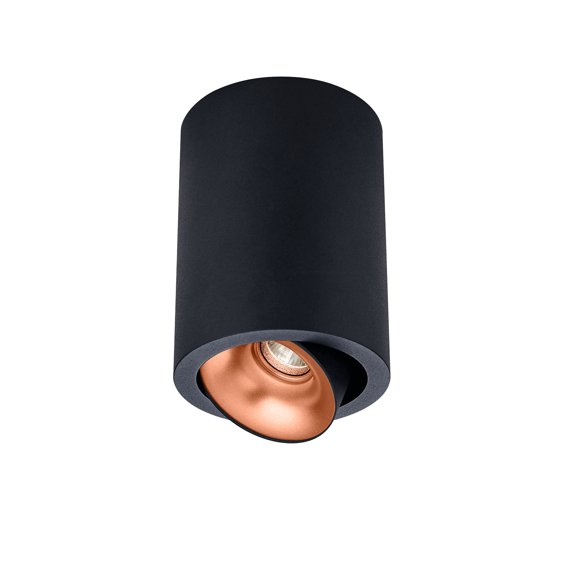 Black version of the Dea Flora S with copper reflector, a surface-mounted luminaire designed by Karizma Luce.